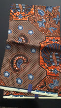 Brown floral African print fabric 100% cotton