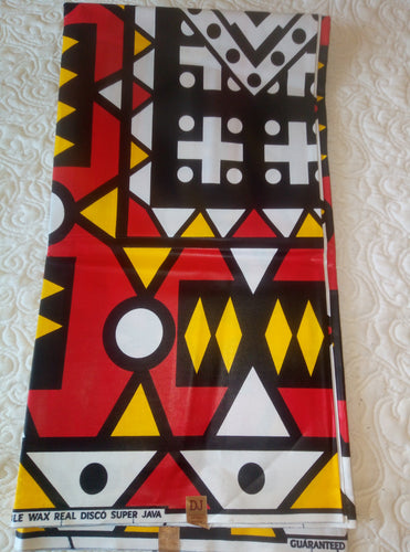 Red Angolan Samakaka ethnic print, 💯 cotton.