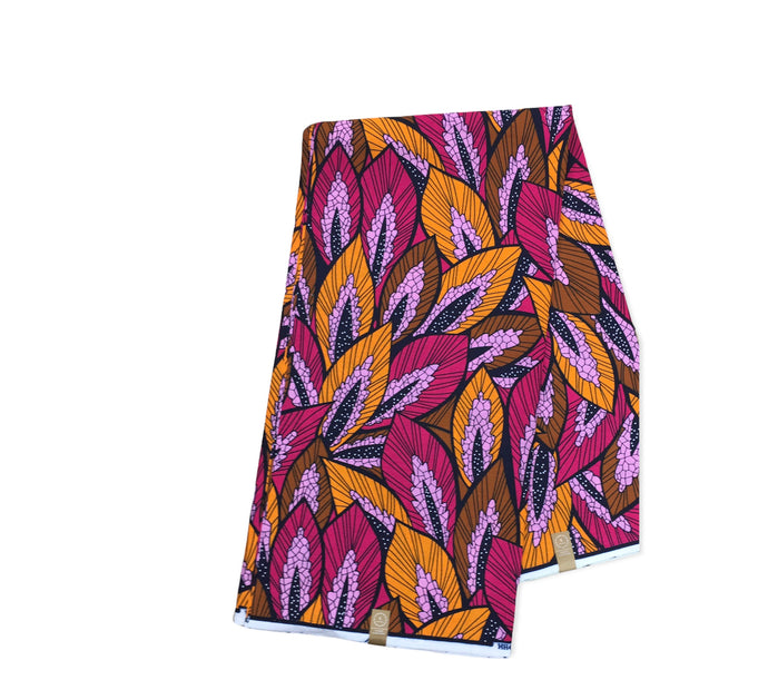 pinky leafy African print fabric