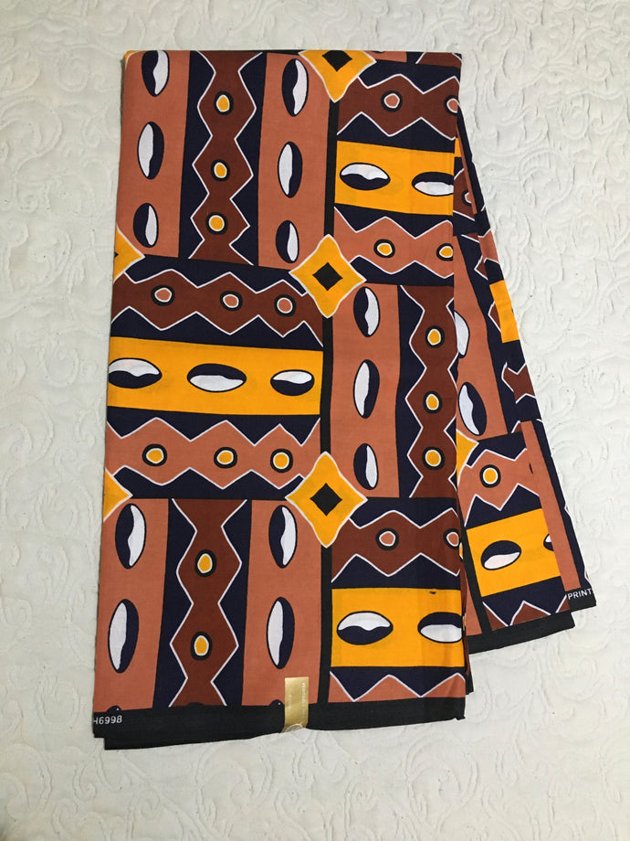Ethnic brown African print 100% cotton