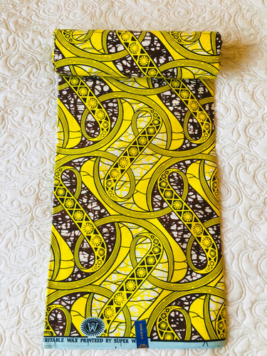 Yellow African print material 100% cotton