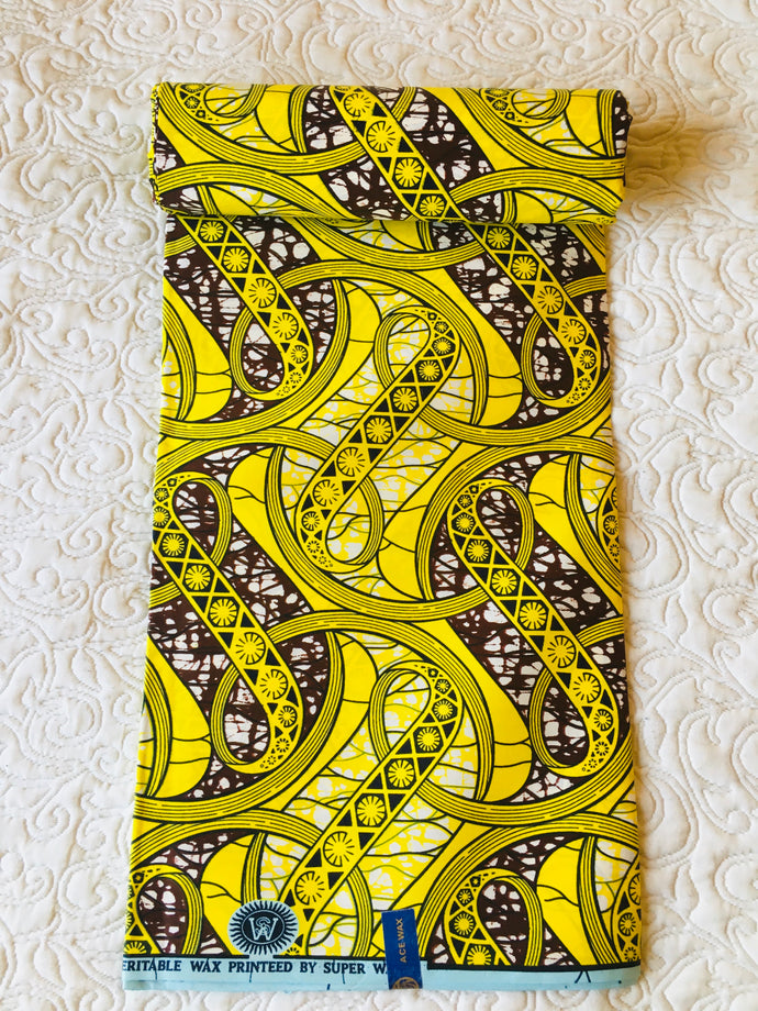 Yellow African print material 100% cotton
