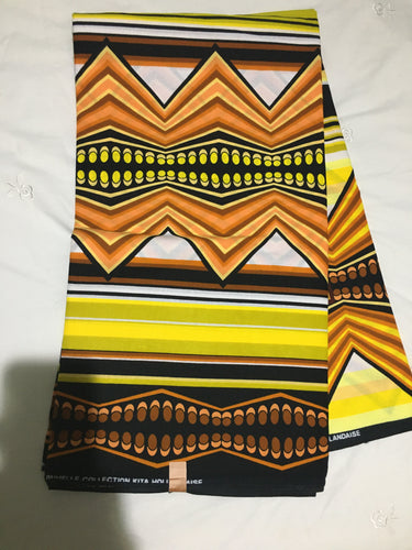Yellow Ethnic  African print fabric. size : 5.49m/6yards