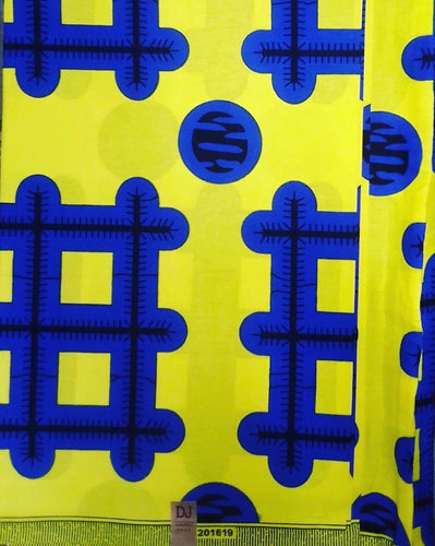 Hashtag yellow African print 100% cotton. size : 5.49m./ 6yards